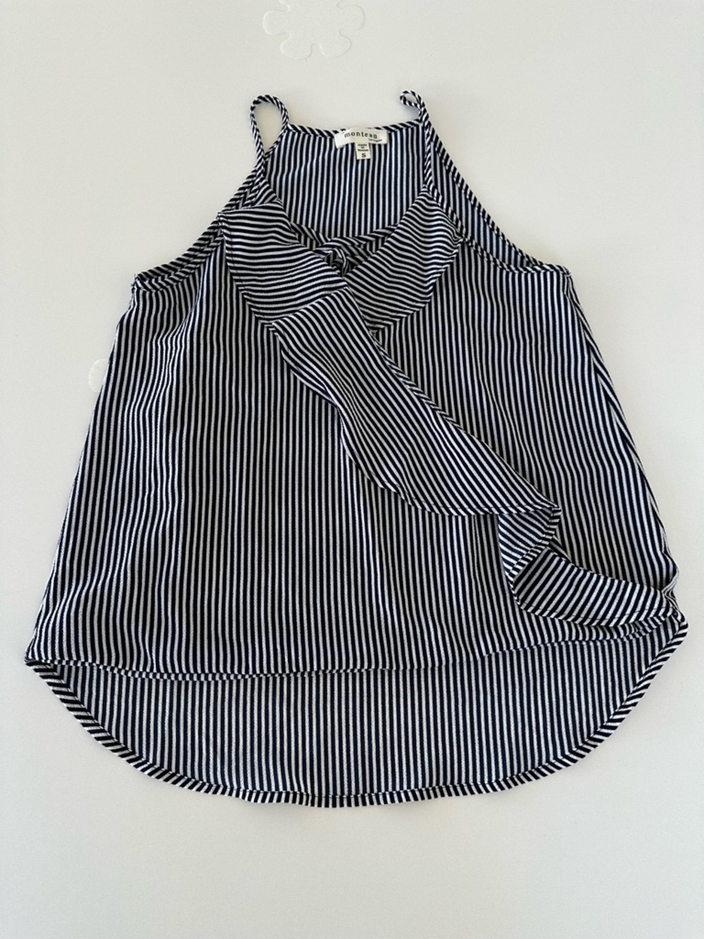 MONTEAU Women's Blue & White Striped Sleeveless Tank Top Size Small